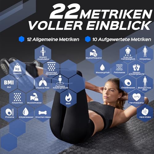 Balance Pese Personne Connectée LEPULSE avec Grand écran, Balance Impedancemétrie avec 22 Données Corporelles, Balance M