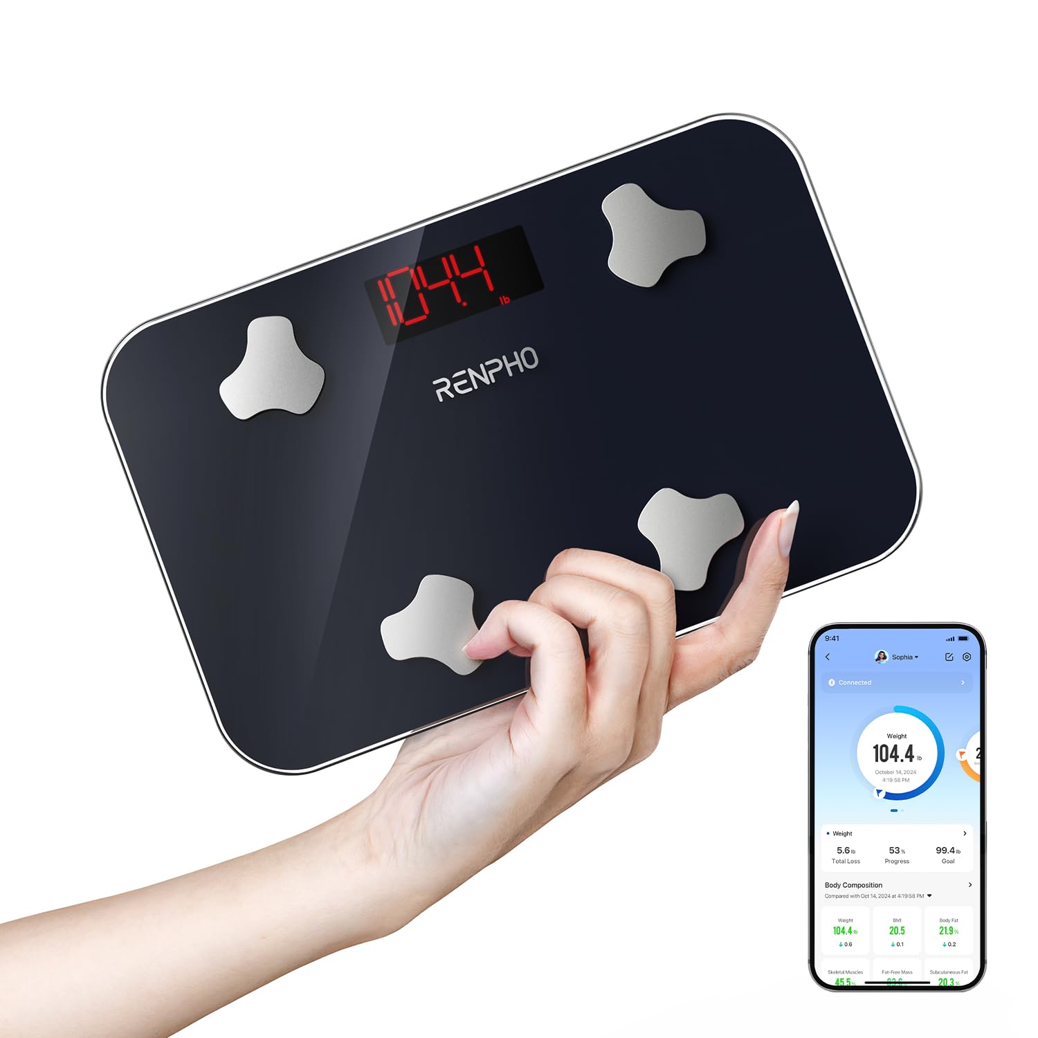 Balance Pese Personne Renpho Portable, Pèse-personne Portable_sync Apps, Fitness Hobbyists, Gym Home Fitness, Mesure Mas