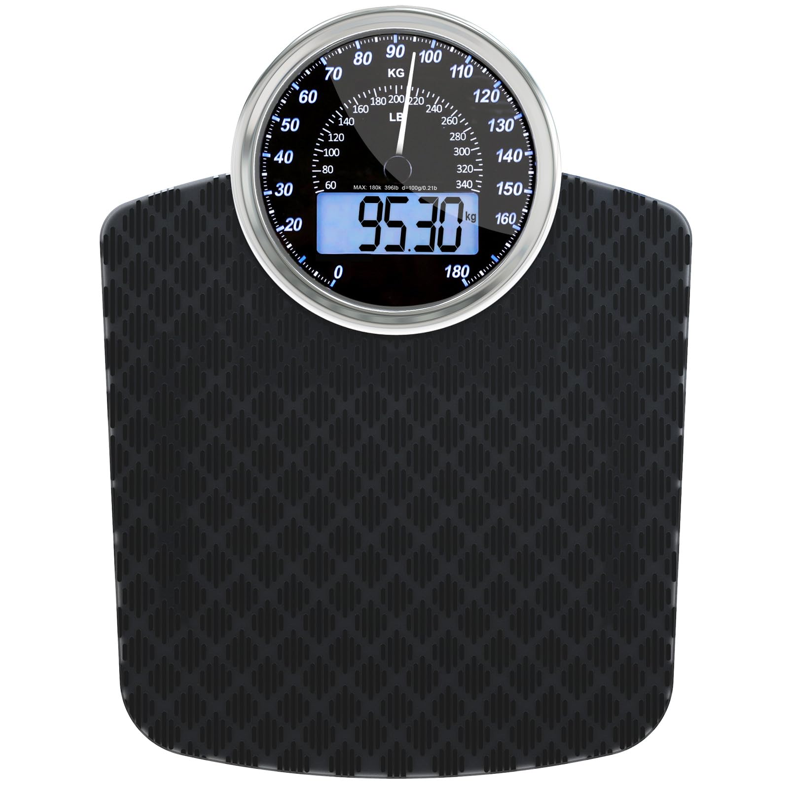 Adamson Pèse-personne Hybride 2-en-1 Digital et Analogique - Jusqu'à 180 kg - NOUVEAU - Diamant Noir